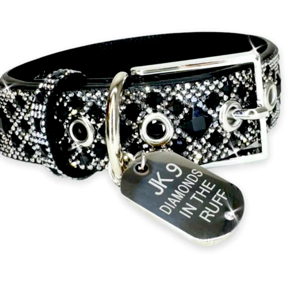 DESIGNER-DIAMONDS IN THE RUFF
DOG COLLAR BLACK LARGE
